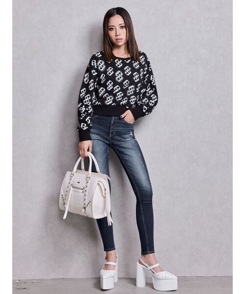 GYDA（ジェイダ）の「GG pattern bijouスウェットトップス（スウェット・レディース・ブラック/グレー/ピンク・FREE）」の9枚目の写真