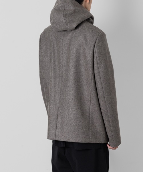 ATTACHMENT（アタッチメント）の「ウール・カシミヤ ダブルメルトン ラウンドジップ フーデッドコート / WO/CA DOUBLE MELTON ROUND ZIP HOODED COAT（ブルゾン・メンズ・グレー系/ブラック・1/2/3/4）」の6枚目の写真
