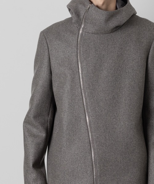 ATTACHMENT（アタッチメント）の「ウール・カシミヤ ダブルメルトン ラウンドジップ フーデッドコート / WO/CA DOUBLE MELTON ROUND ZIP HOODED COAT（ブルゾン・メンズ・グレー系/ブラック・1/2/3/4）」の8枚目の写真