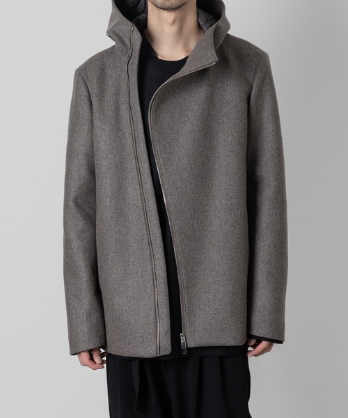 ATTACHMENT（アタッチメント）の「ウール・カシミヤ ダブルメルトン ラウンドジップ フーデッドコート / WO/CA DOUBLE MELTON ROUND ZIP HOODED COAT（ブルゾン・メンズ・グレー系/ブラック・1/2/3/4）」の10枚目の写真