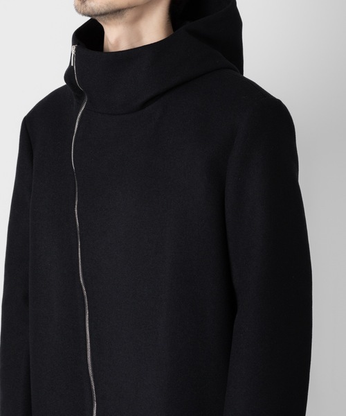 ATTACHMENT（アタッチメント）の「ウール・カシミヤ ダブルメルトン ラウンドジップ フーデッドコート / WO/CA DOUBLE MELTON ROUND ZIP HOODED COAT（ブルゾン・メンズ・グレー系/ブラック・1/2/3/4）」の19枚目の写真