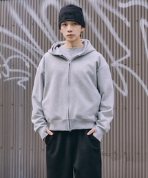 XERO（ゼロ）の「Core Crop Finger Hole Hooded Zip-Up [Melange Gray]（パーカー）」