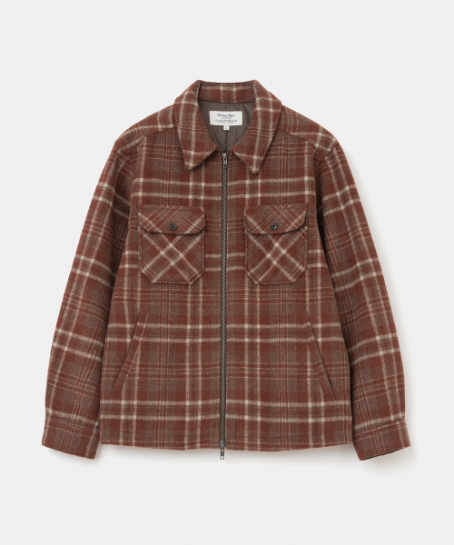 UNIFORM BRIDGE(ユニフォームブリッジ)の「wool check zip-up jacket red(その他アウター・メンズ・その他・LARGE/X-LARGE/MEDIUM)」の1枚目の写真