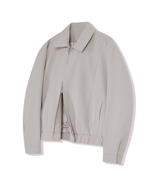 86-IRO243 カーブドステッチブルゾンジャケットライトグレー