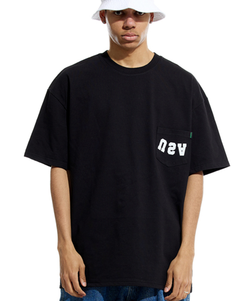 CREAM SODA LAB(クリームソーダラボ)の「リバースUSAオーバーサイズヘビーウェイトポケット半袖Tシャツブラック(Tシャツ/カットソー・レディース・その他・MEDIUM/LARGE/X-LARGE)」の1枚目の写真