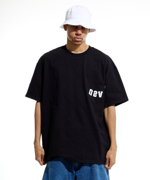 CREAM SODA LAB(クリームソーダラボ)の「リバースUSAオーバーサイズヘビーウェイトポケット半袖Tシャツブラック(Tシャツ/カットソー・レディース・その他・MEDIUM/LARGE/X-LARGE)」の3枚目の写真