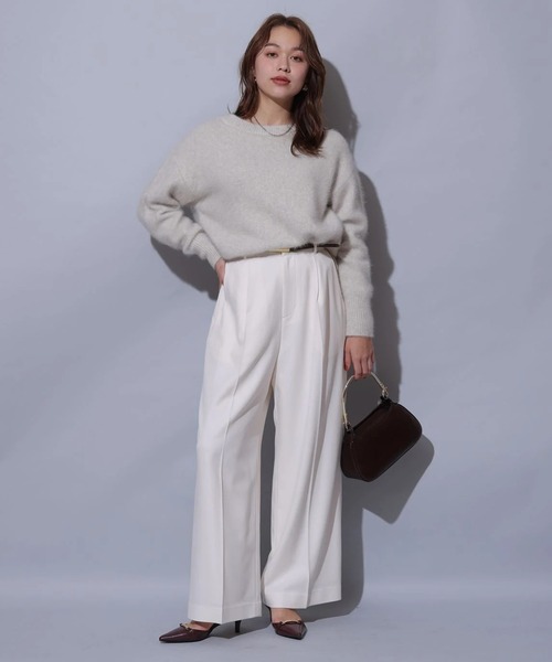 Arpege story(アルページュストーリー)の「ベルト付きタックワイドパンツ(その他パンツ・レディース・チャコールグレー/オフホワイト/ミント・1/2)」の2枚目の写真