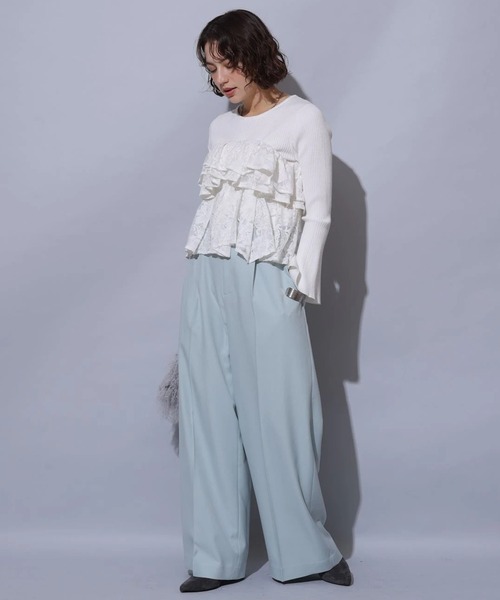 Arpege story(アルページュストーリー)の「ベルト付きタックワイドパンツ(その他パンツ・レディース・チャコールグレー/オフホワイト/ミント・1/2)」の3枚目の写真