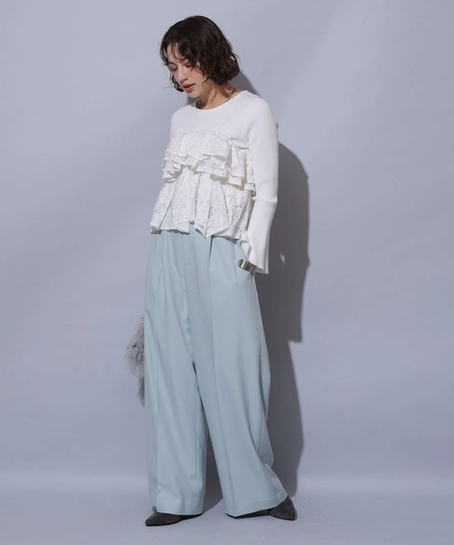 Arpege story(アルページュストーリー)の「ベルト付きタックワイドパンツ(その他パンツ・レディース・チャコールグレー/オフホワイト/ミント・1/2)」の7枚目の写真