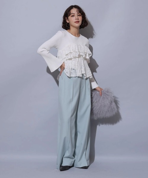 Arpege story(アルページュストーリー)の「ベルト付きタックワイドパンツ(その他パンツ・レディース・チャコールグレー/オフホワイト/ミント・1/2)」の6枚目の写真