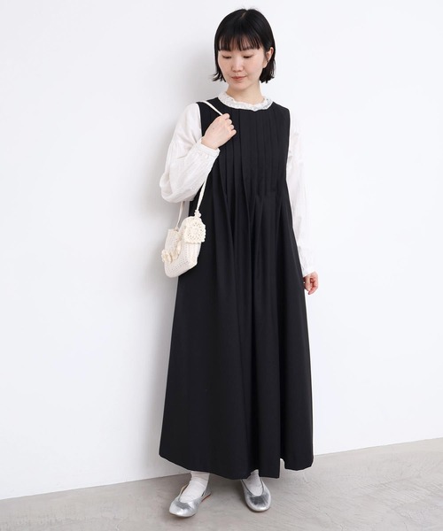 l'atelier du savon（アトリエドサボン）の「TRプリーツタックノースリワンピース（ワンピース・レディース・グレー/ブラック・FREE）」の13枚目の写真