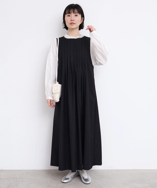 l'atelier du savon（アトリエドサボン）の「TRプリーツタックノースリワンピース（ワンピース・レディース・グレー/ブラック・FREE）」の14枚目の写真
