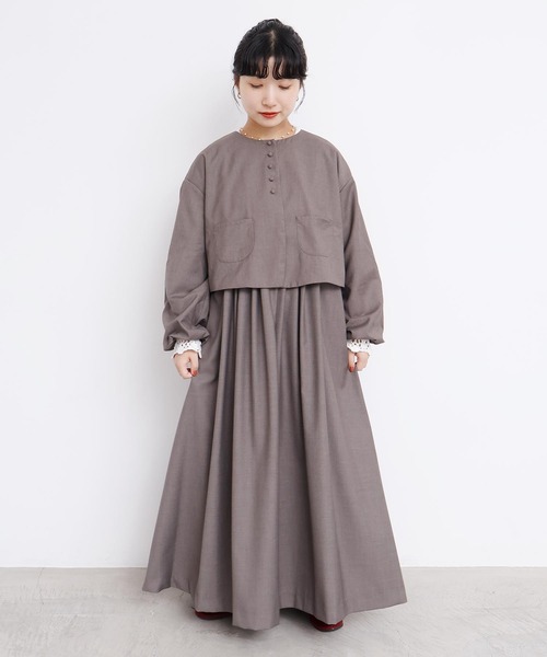 l'atelier du savon（アトリエドサボン）の「TRプリーツタックノースリワンピース（ワンピース・レディース・グレー/ブラック・FREE）」の7枚目の写真