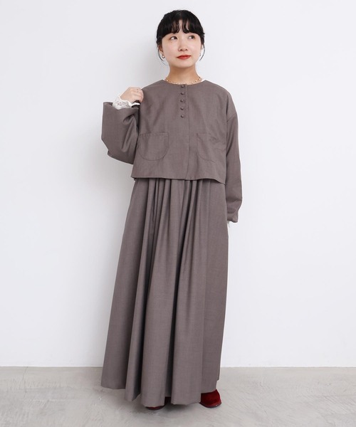 l'atelier du savon（アトリエドサボン）の「TRプリーツタックノースリワンピース（ワンピース・レディース・グレー/ブラック・FREE）」の8枚目の写真