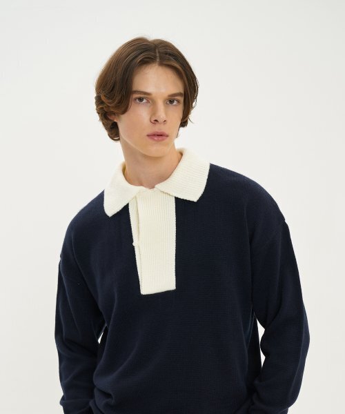 BLOND9(ブロンドナイン)の「ワイドポロニット_ネイビー(ニット/セーター・メンズ・その他・LARGE/MEDIUM/X-LARGE)」の4枚目の写真