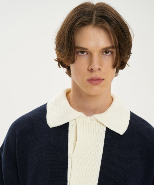 BLOND9(ブロンドナイン)の「ワイドポロニット_ネイビー(ニット/セーター・メンズ・その他・LARGE/MEDIUM/X-LARGE)」の5枚目の写真
