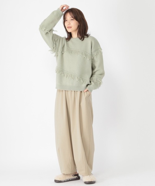 studio CLIP（スタディオクリップ）の「タックギャザーワイドパンツ[プチサイズあり]（その他パンツ・レディース・その他1/アイボリー/その他2/ブラック・FREE/PF）」の12枚目の写真