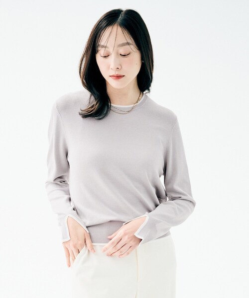 UNTITLED（アンタイトル）の「【アンサンブル可/洗える】ウォームスパンニット（ニット/セーター・レディース・ブラック系4/レッド系1/ライトグレー系4/ホワイト系7/ブルー系その他・48/44/04/02/00）」の19枚目の写真