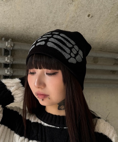 Figments(フィグメンツ)の「bonehandワッチ(ニットキャップ/ビーニー・レディース・ブラック・FREE)」の3枚目の写真