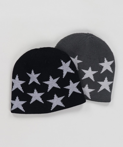 SPINNS（スピンズ）の「裏地フリースであったか♪ジャガードシングルニットビーニー/スモールスター/ユニセックス（ニットキャップ/ビーニー・メンズ・ブラック/グリーン・ONESIZE）」の3枚目の写真