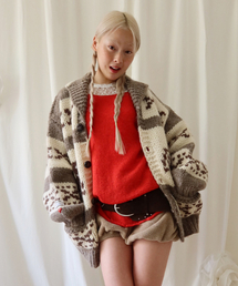 Nordic Cowichan Shawl Cardigan_Brown