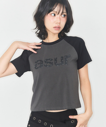 ロゴラグランTシャツチャコール