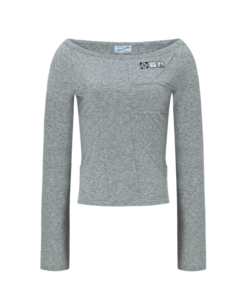 PLEASENOFOLLOW（プリーズノーフォロー）の「Maddie Union Jack Long Sleeve Top (Melange Grey)（Tシャツ/カットソー・レディース・その他・FREE）」の2枚目の写真