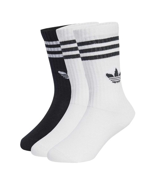 adidas アディダス K CREW SOCKS 3P ソックス JZ7496 WHT/WHT/BLK