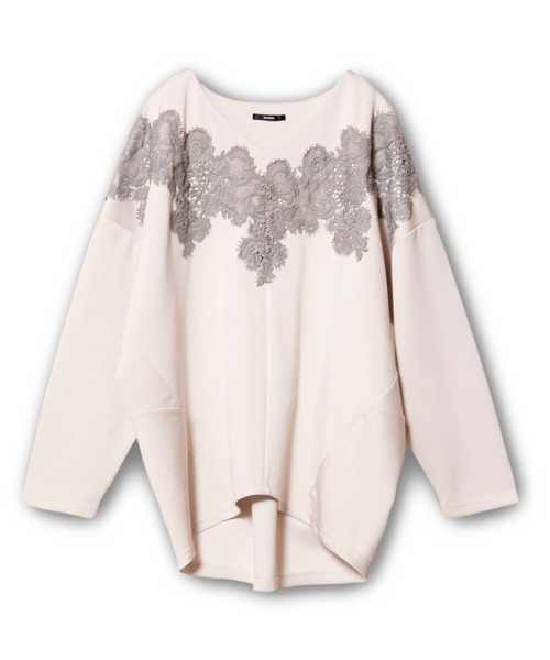 OSMOSIS（オズモーシス）の「レースモチーフVネックプルオーバー（Tシャツ/カットソー・レディース・ブラック/グレー/アイボリー・ONE SIZE）」の6枚目の写真