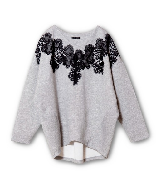 OSMOSIS（オズモーシス）の「レースモチーフVネックプルオーバー（Tシャツ/カットソー・レディース・ブラック/グレー/アイボリー・ONE SIZE）」の7枚目の写真