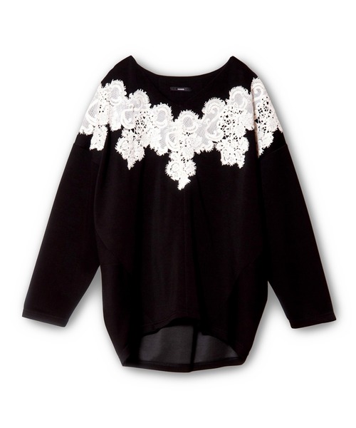 OSMOSIS（オズモーシス）の「レースモチーフVネックプルオーバー（Tシャツ/カットソー・レディース・ブラック/グレー/アイボリー・ONE SIZE）」の8枚目の写真