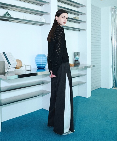 seyto(セイト)の「Bijou collar openwork knit cardigan / ビジューカラー透かし編みニットカーディガン(カーディガン/ボレロ・メンズ・ブラック/ブルー・2/3)」の6枚目の写真