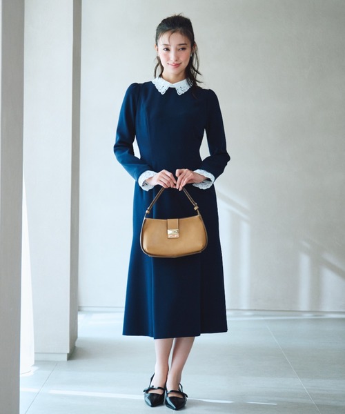 CELFORD(セルフォード)の「刺繍レース付きマーメイドワンピース(ワンピース・レディース・ミント/ダークネイビー/ブラック・36/38)」の3枚目の写真