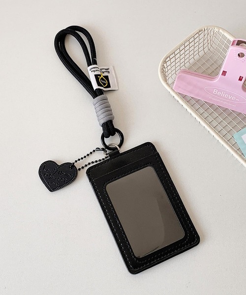 oshipic/推し活 カラフル ハートチャーム付き ID カードホルダー