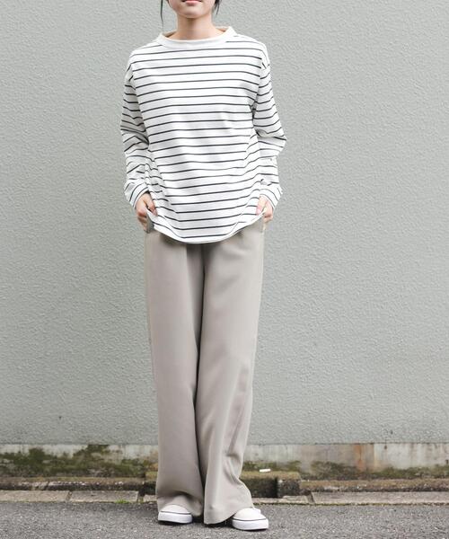 FORK&SPOON(フォークアンドスプーン)の「FORK&SPOON ボトルネックロングスリーブTシャツ(Tシャツ/カットソー・レディース・ホワイト系その他/オフホワイト/ブラック・1)」の11枚目の写真