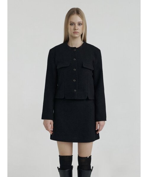 black classic boucle tweed jacket