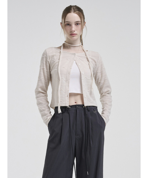 ETMON(エトモン)の「Wave Scarf Cardigan, Cream(カーディガン/ボレロ・レディース・その他・FREE)」の1枚目の写真