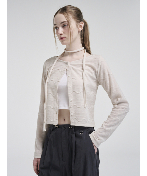 ETMON(エトモン)の「Wave Scarf Cardigan, Cream(カーディガン/ボレロ・レディース・その他・FREE)」の3枚目の写真