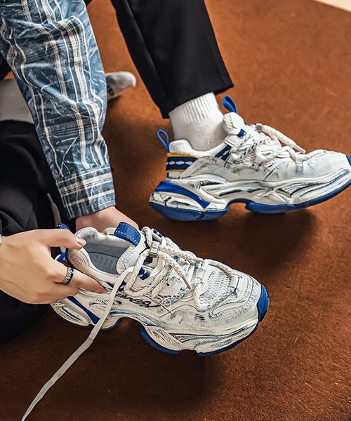 WESTBOY(ウエストボーイ)の「厚底 グラフィティーペイント レースアップダッドスニーカー WO25W17SH05(スニーカー・メンズ・ホワイト/ブラック/ブルー・41/42/43/44)」の14枚目の写真