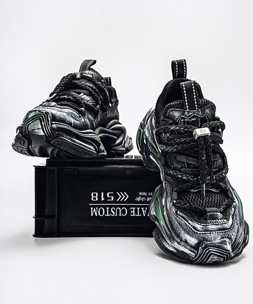 WESTBOY(ウエストボーイ)の「厚底 グラフィティーペイント レースアップダッドスニーカー WO25W17SH05(スニーカー・メンズ・ホワイト/ブラック/ブルー・41/42/43/44)」の21枚目の写真