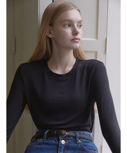 NONLOCAL(ノンローカル)の「Wool Tencel Crewneck T-shirt - Black(Tシャツ/カットソー・レディース・その他・FREE)」の2枚目の写真