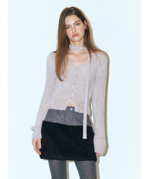 Fluffy Scarf Knit Cardigan, Warm Grey