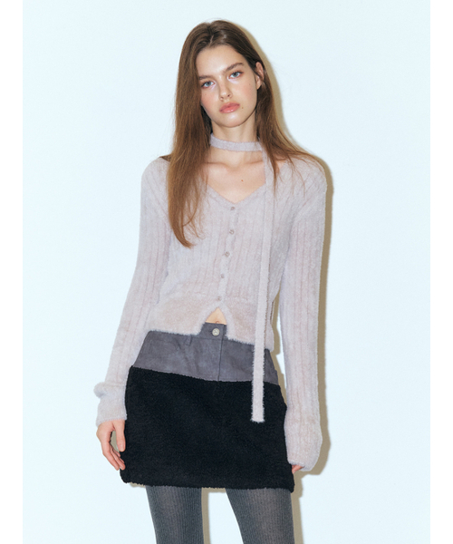 ETMON(エトモン)の「Fluffy Scarf Knit Cardigan, Warm Grey(カーディガン/ボレロ・レディース・その他・FREE)」の1枚目の写真