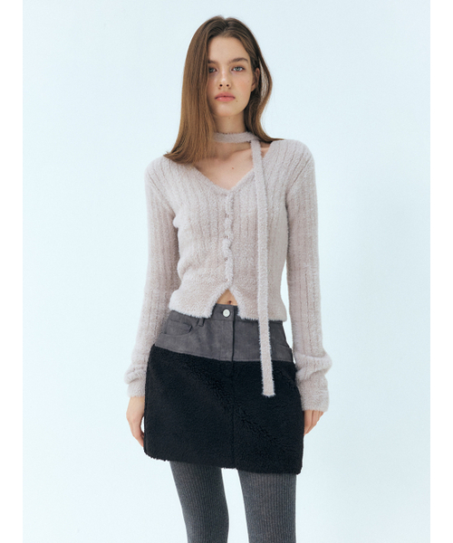 ETMON(エトモン)の「Fluffy Scarf Knit Cardigan, Warm Grey(カーディガン/ボレロ・レディース・その他・FREE)」の5枚目の写真