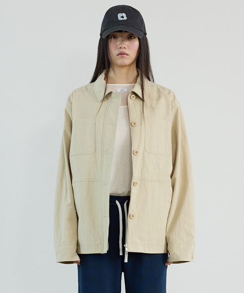 Two Pocket Cotton Jacket Beige