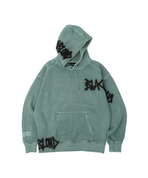 BLACK BLOND（ブラック ブロンド）の「ビビディディスオーダーグラフィティロゴピグメントフードパーカー（ダストグリーン）（パーカー）」