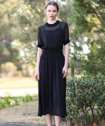 DRESSTERIOR | ドットカットジャカードハーフスリーブ(ワンピース)