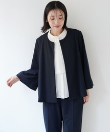 anyfee（エニフィー）の「【anyfee/大きいサイズ】ニットジョーゼットケープ風ジャケット《セレモニー/オケージョン》（2026SS）（ノーカラージャケット）」
