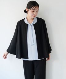 anyfee（エニフィー）の「【anyfee/大きいサイズ】ニットジョーゼットケープ風ジャケット《セレモニー/オケージョン》（2026SS）（ノーカラージャケット）」
