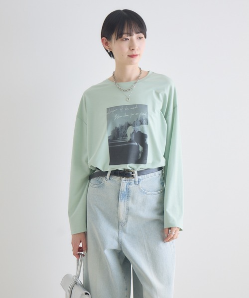 Paradise Picnic(パラダイスピクニック)の「SUGAR ROSE カウフォトタックロンT(Tシャツ/カットソー・レディース・ホワイト/ブラック/グリーン・FREE)」の15枚目の写真